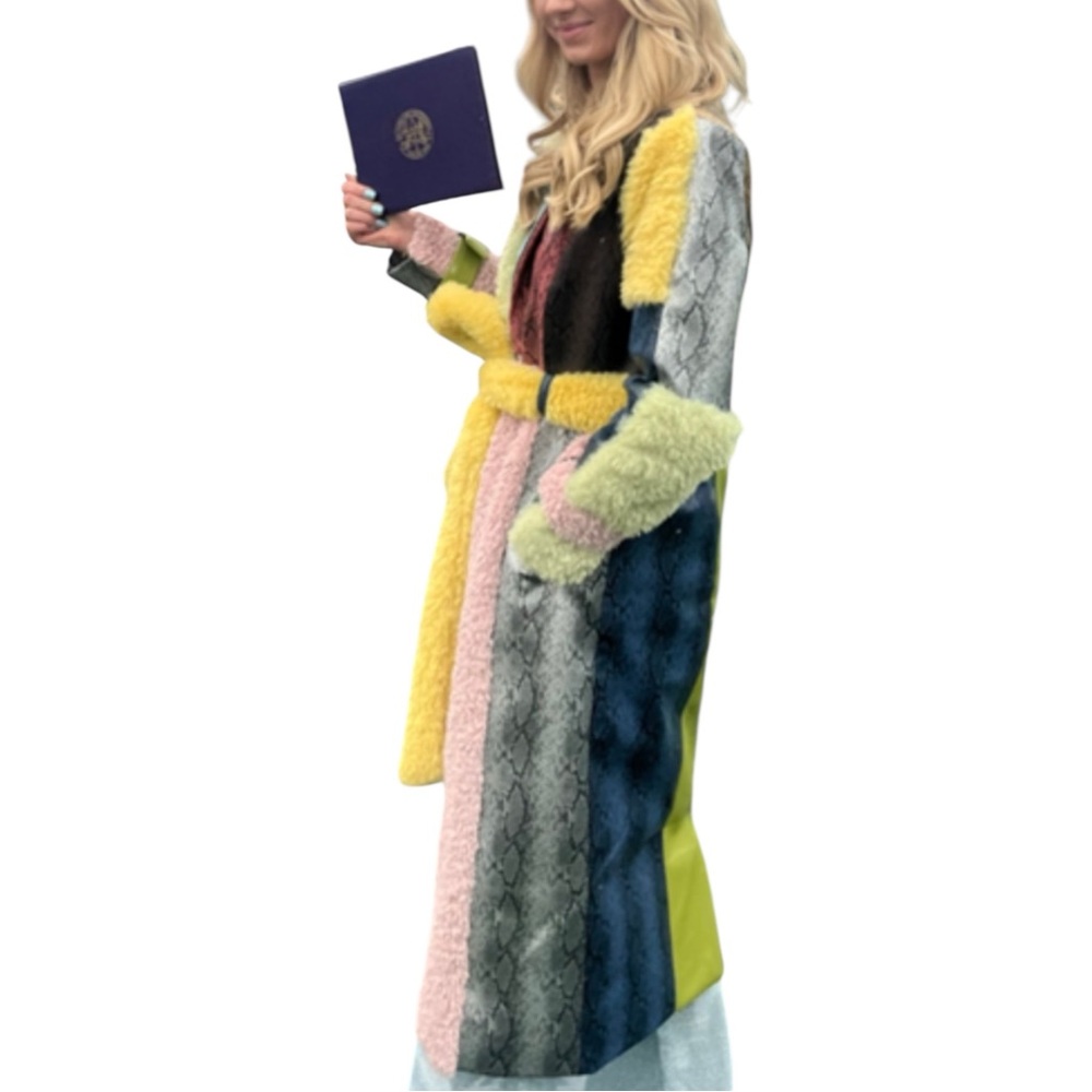 Colin Locascio x Free People Pamela Patchwork Lg Faux Snakeskin Long Belt Trench - Picture 15 of 16